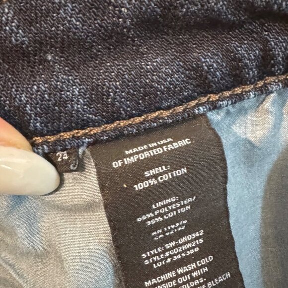 Helmut Lang Denim High Rise Button Fly Dark Wash Jean Shorts Designer Luxury 24 - Picture 5 of 7